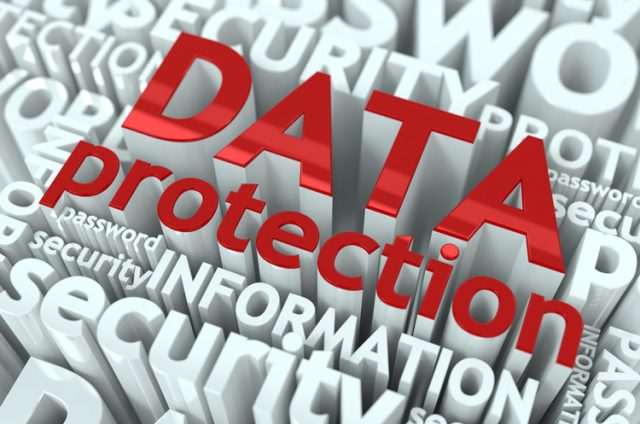 Data protection in red letters